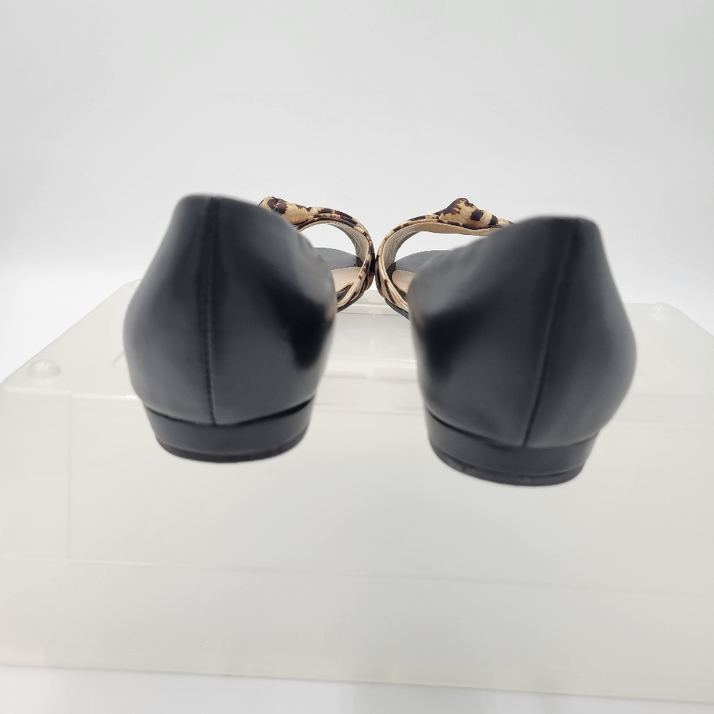 Marc Fisher Leopard print front Black Leather Flats Size 7 - Picture 7 of 8
